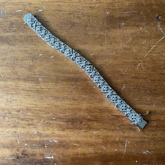 Sonya Hou Natural Diamond Silver Tone Tennis Bracelet Designer Signed 7 1/2" - Picture 1 of 4